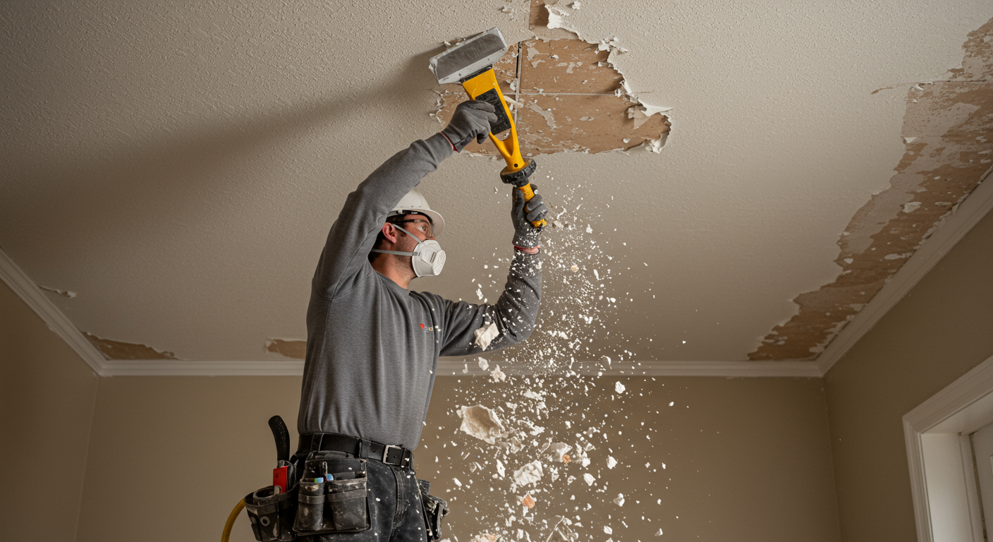 Before-After Popcorn Ceiling Removal