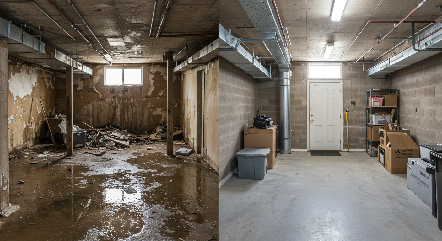 Before and After Water Damage Restoration