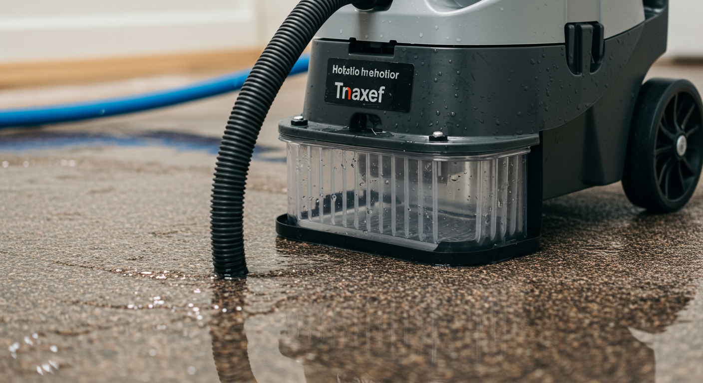 A group of uniformed technicians using moisture meters and infrared cameras to evaluate water damage on walls and floors in a residential home.